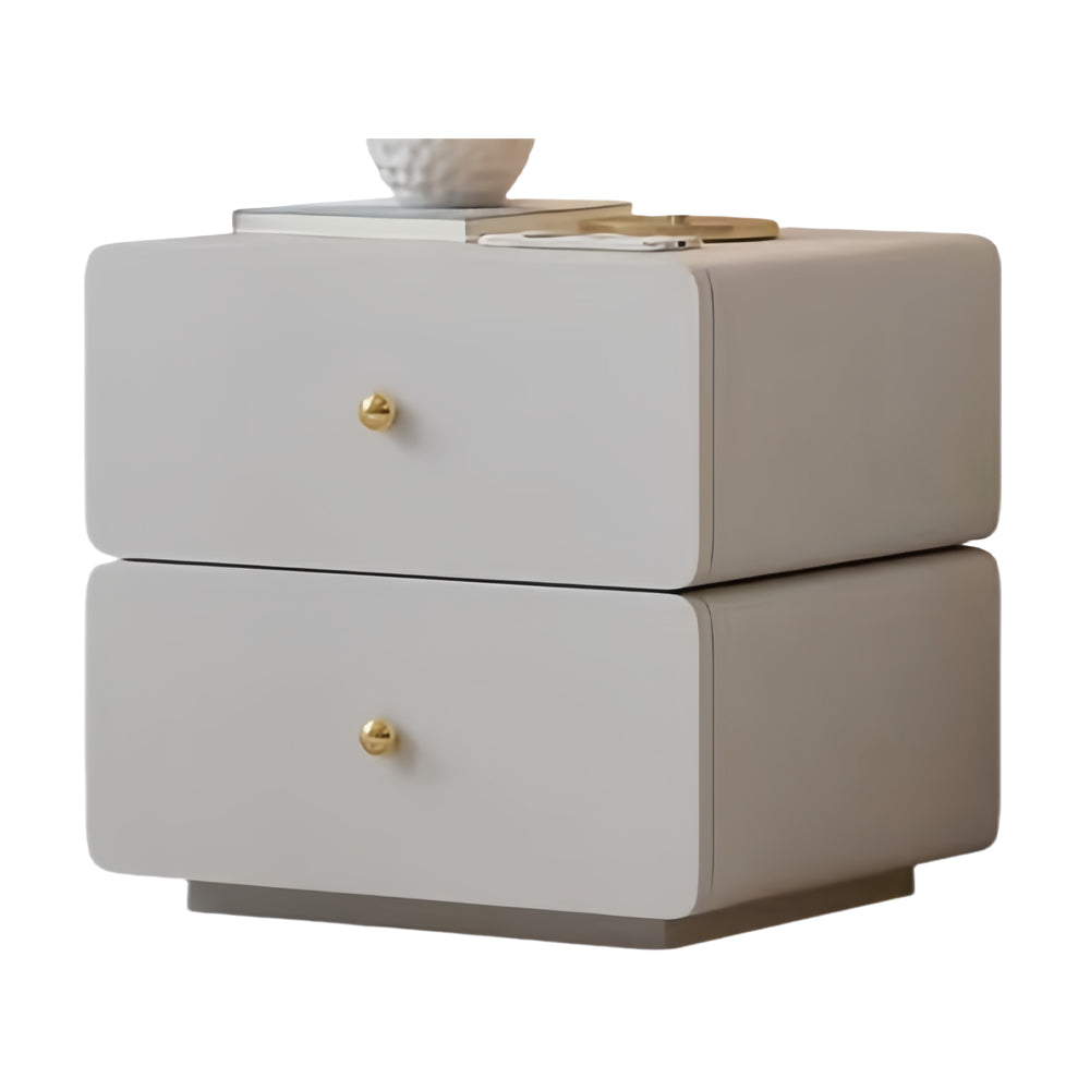 LIVARA NT1397 Upholstery Top Leather Solid - Stone Faux Sintered Bedside Wood Table