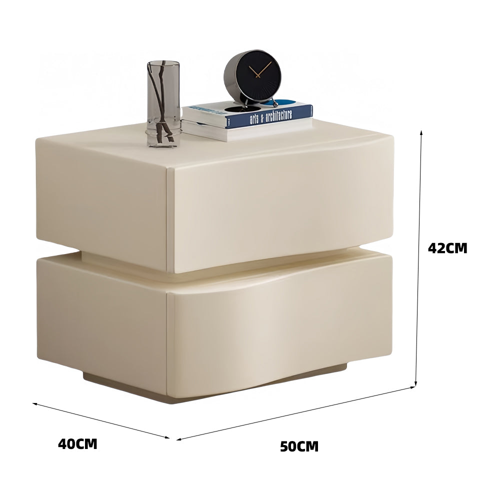 LIVARA NT1398 Faux Leather Wood Bedside Solid - Upholstery Table