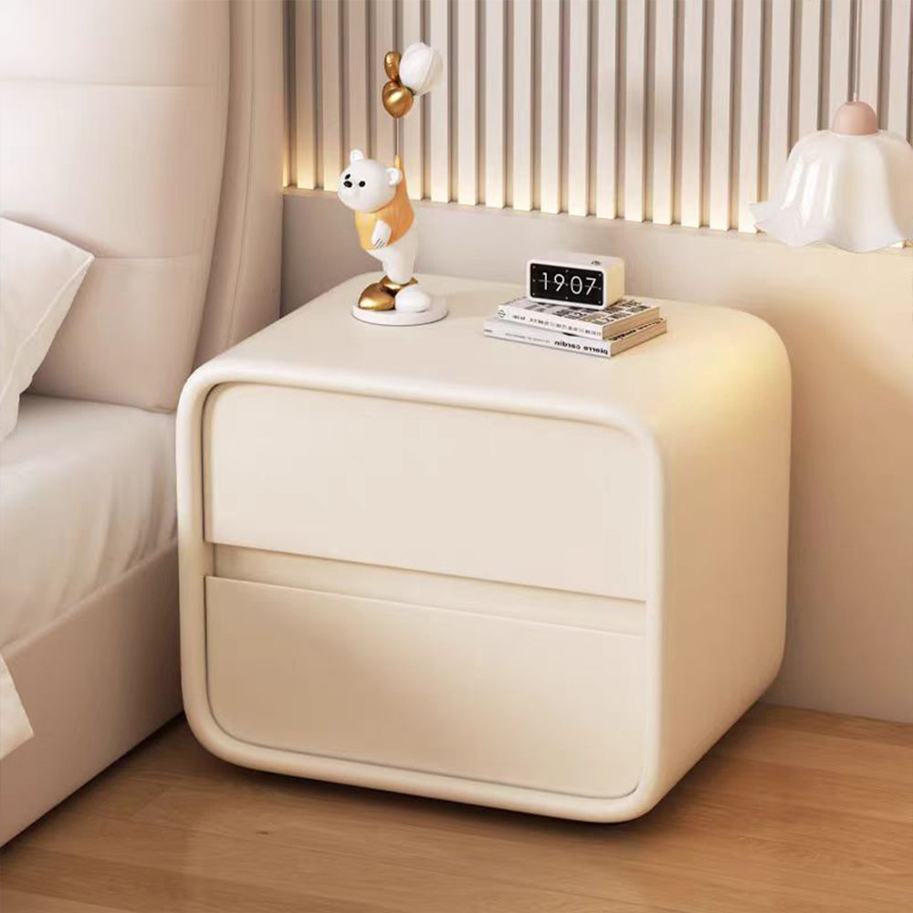 LIVARA NT1399 Legs Solid and Upholstery - Metal Wood Leather Faux Bedside Table