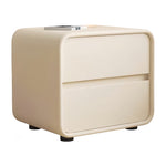 LIVARA NT1399 Legs Solid and Upholstery - Metal Wood Leather Faux Bedside Table