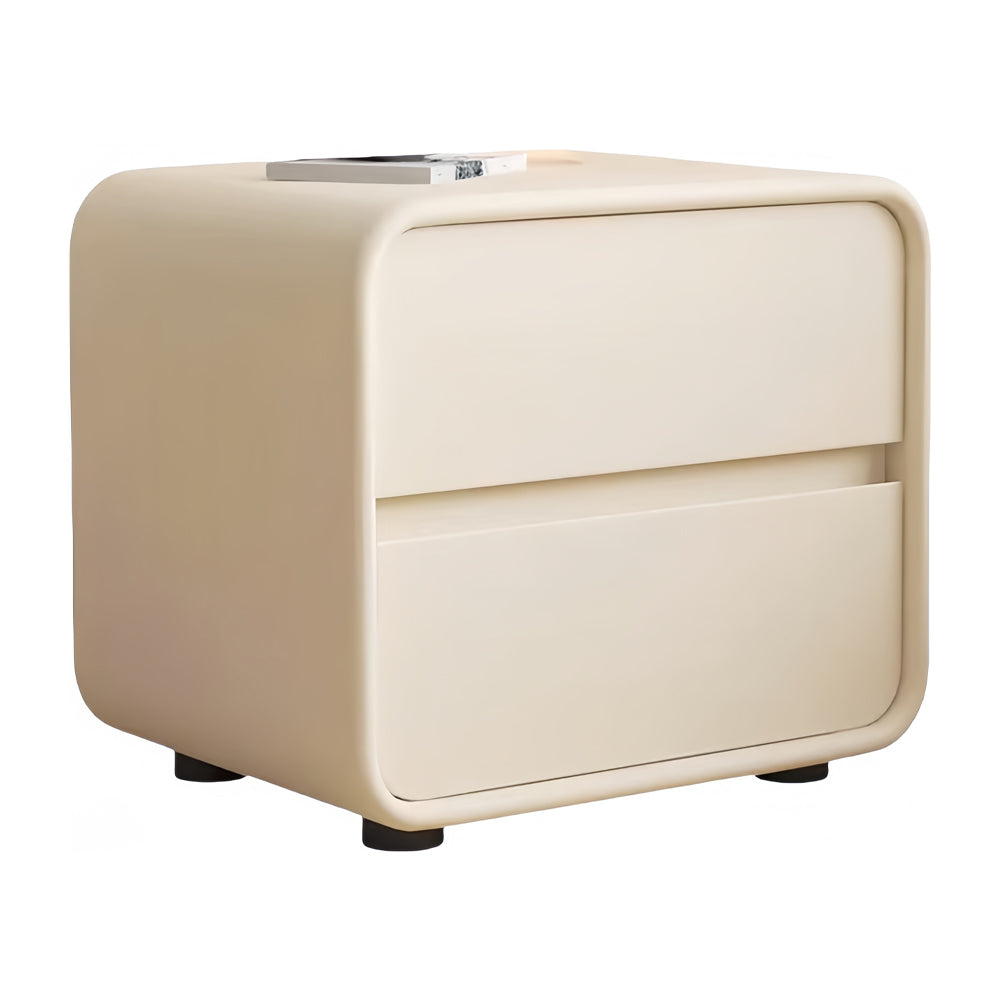 LIVARA NT1399 Legs Solid and Upholstery - Metal Wood Leather Faux Bedside Table