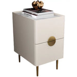 LIVARA NT1404 Gold - Top Titanium Wood Accents Bedside Stone Sintered Drawers Pine Table