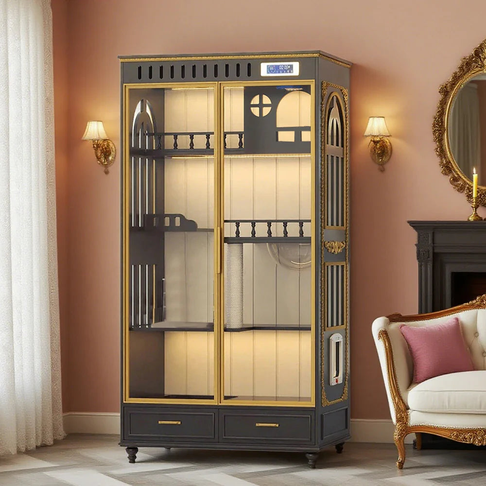 PAWORA European Multi-Level Modern Eco-Friendly Finish, Board, Painted Drawers Storage with Indoor Style Design - Grey Cat - House Grey