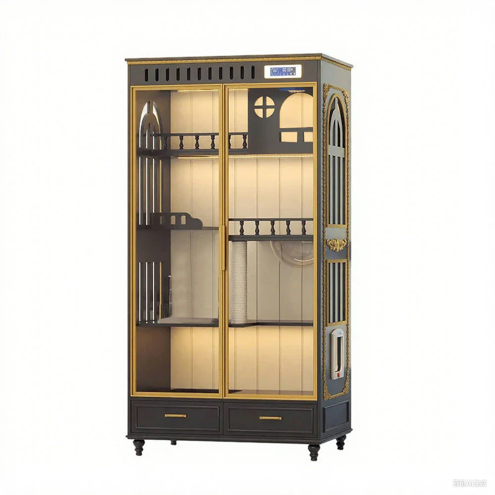 PAWORA European Multi-Level Modern Eco-Friendly Finish, Board, Painted Drawers Storage with Indoor Style Design - Grey Cat - House Grey