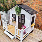PAWORA Luxury Dog Large Pine Durable Wooden House - Spacious Pet Outdoor for Medium Villa - Structure, Dogs Design White