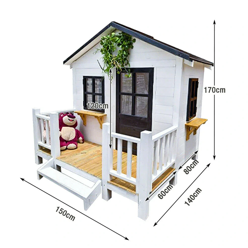 PAWORA Luxury Dog Large Pine Durable Wooden House - Spacious Pet Outdoor for Medium Villa - Structure, Dogs Design White