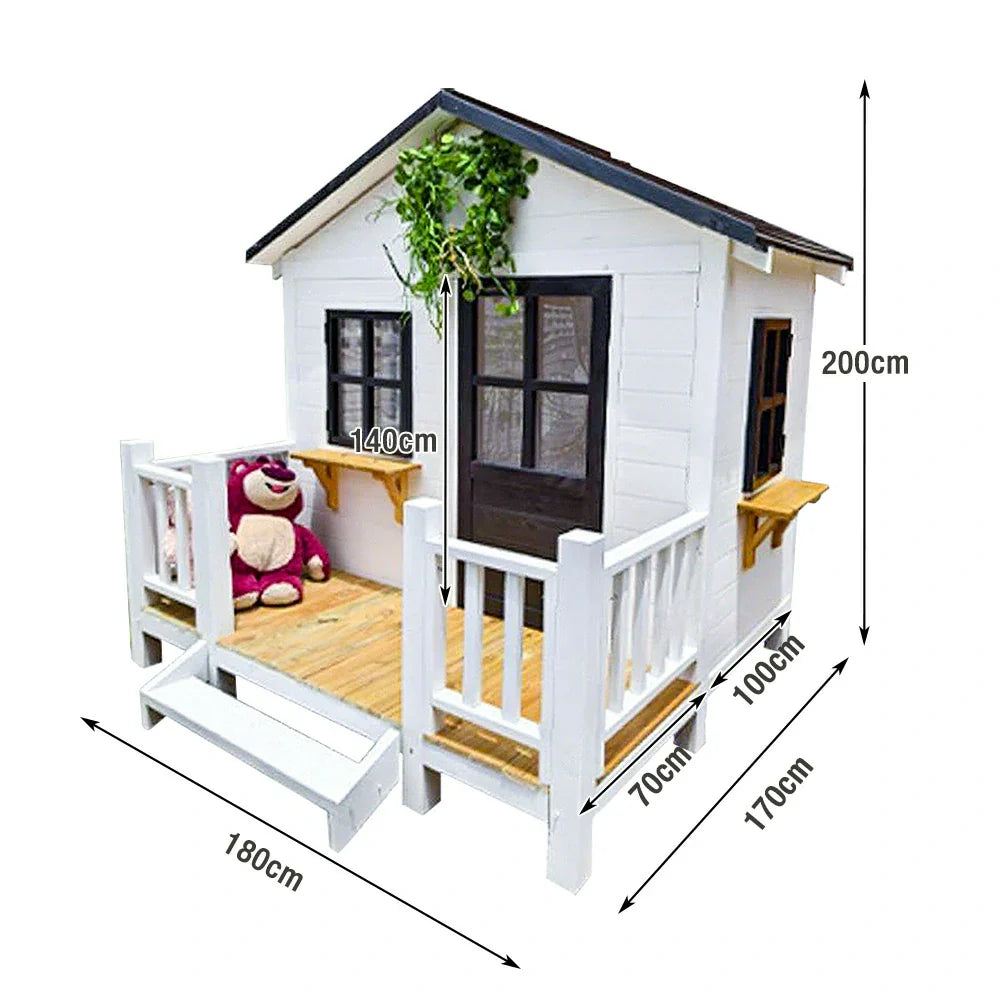 PAWORA Luxury Dog Large Pine Durable Wooden House - Spacious Pet Outdoor for Medium Villa - Structure, Dogs Design White