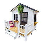 PAWORA Luxury Dog Large Pine Durable Wooden House - Spacious Pet Outdoor for Medium Villa - Structure, Dogs Design White