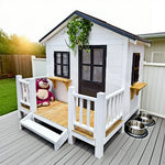 PAWORA Luxury Dog Large Pine Durable Wooden House - Spacious Pet Outdoor for Medium Villa - Structure, Dogs Design White
