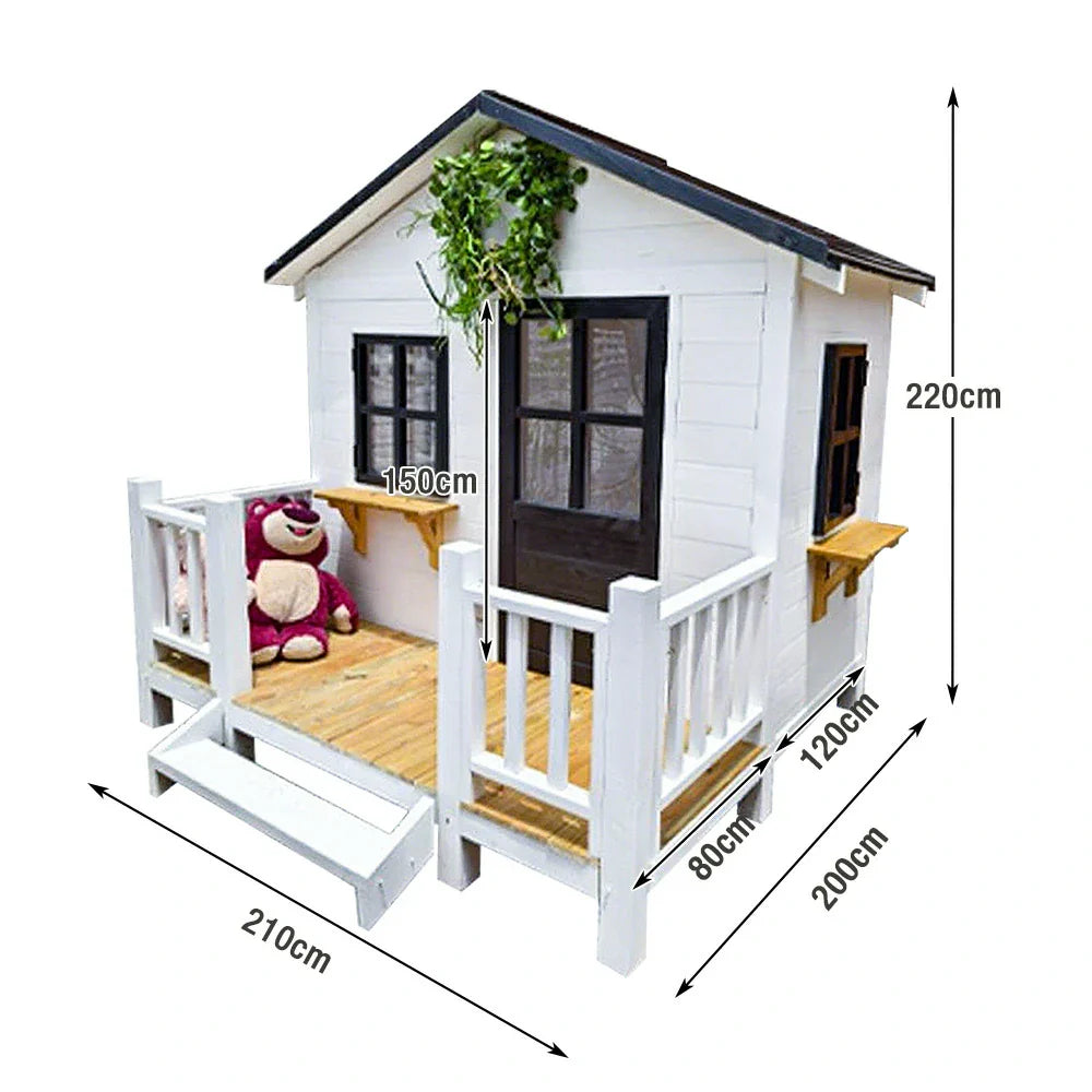 PAWORA Luxury Dog Large Pine Durable Wooden House - Spacious Pet Outdoor for Medium Villa - Structure, Dogs Design White