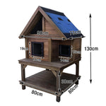 PAWORA Outdoor House All-Weather Waterproof with Cat Ventilated Fir Wood, 130/160cm - Shelter Roof, - Moisture-Proof, Scratch-Resistant, Wood