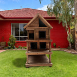 PAWORA Outdoor House All-Weather Waterproof with Cat Ventilated Fir Wood, 130/160cm - Shelter Roof, - Moisture-Proof, Scratch-Resistant, Wood