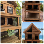 PAWORA Outdoor House All-Weather Waterproof with Cat Ventilated Fir Wood, 130/160cm - Shelter Roof, - Moisture-Proof, Scratch-Resistant, Wood