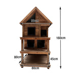 PAWORA Outdoor House All-Weather Waterproof with Cat Ventilated Fir Wood, 130/160cm - Shelter Roof, - Moisture-Proof, Scratch-Resistant, Wood