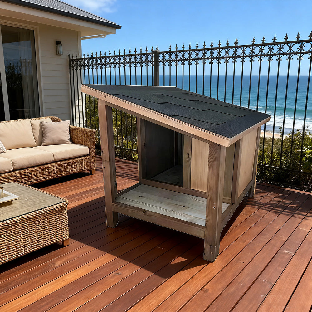 PAWORA Outdoor Moisture-Proof, Ventilated Waterproof Shelter - House Construction, Cat for Roof, Scratch-Resistant, Wood with All-Weather Fir Pets Wood