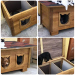 PAWORA Outdoor Wood, with All-Weather Moisture-Proof, Shelter 100/134cm Scratch-Resistant, Fir Ventilated Roof, Waterproof Cat - House Wood