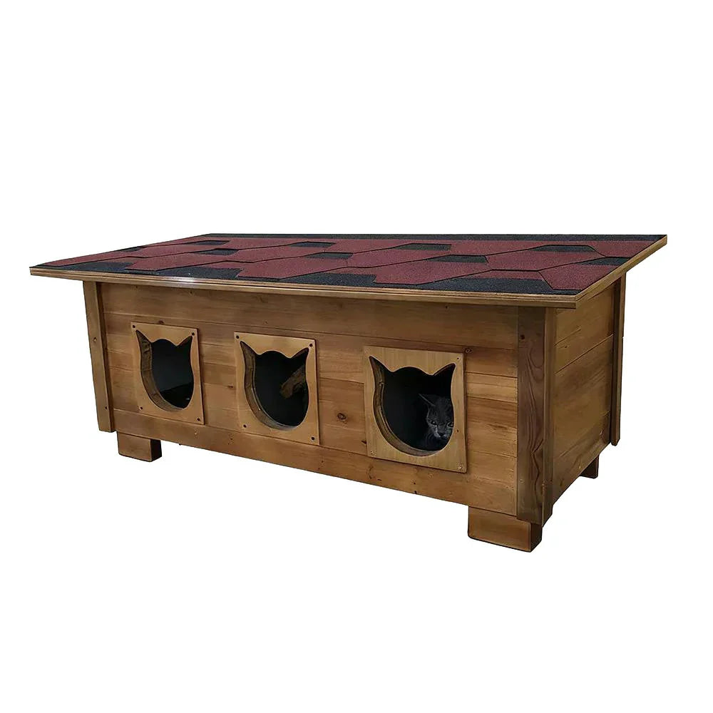 PAWORA Outdoor Wood, with All-Weather Moisture-Proof, Shelter 100/134cm Scratch-Resistant, Fir Ventilated Roof, Waterproof Cat - House Wood