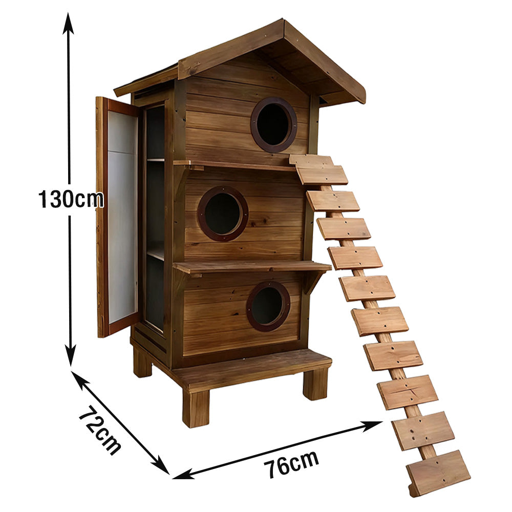 PAWORA Outdoor Shelter Fir Design, Weatherproof for All-Season Wood, Roof, Ventilated Moisture-Proof, Safe Cat Durable - Scratch-Resistant, House Pets