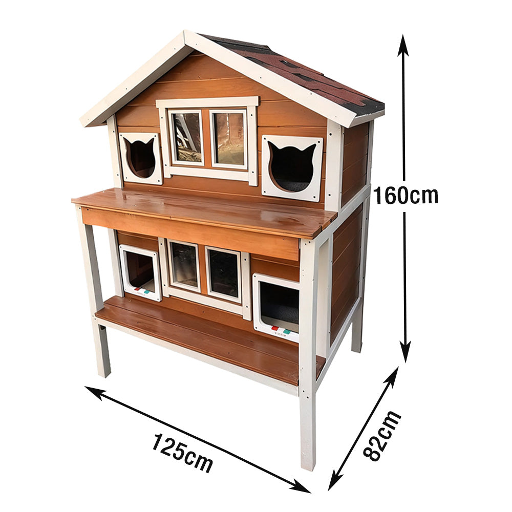 PAWORA Outdoor Resistant Roof, Waterproof Scratch Wooden - Cat Finish Weatherproof Frame, All - Fir House for Seasons, Shelter Sturdy Wood