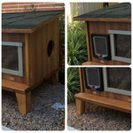 PAWORA Outdoor Ventilated Wood All-Season Moisture-Proof, Shelter Safe Fir Roof, Scratch-Resistant, - Weatherproof Pets - with Waterproof House Cat for Design, Wood