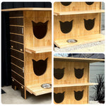 PAWORA Outdoor Cat Moisture Wood, - Waterproof - Design, All-Season Scratch Roof, Sturdy Resistant Cozy Fir House Wood