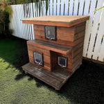 PAWORA Outdoor Shelter Cat Construction, for - Roof, All-Season Design, Ventilated House Fir Comfortable Durable Weatherproof Wood Protection, Pets