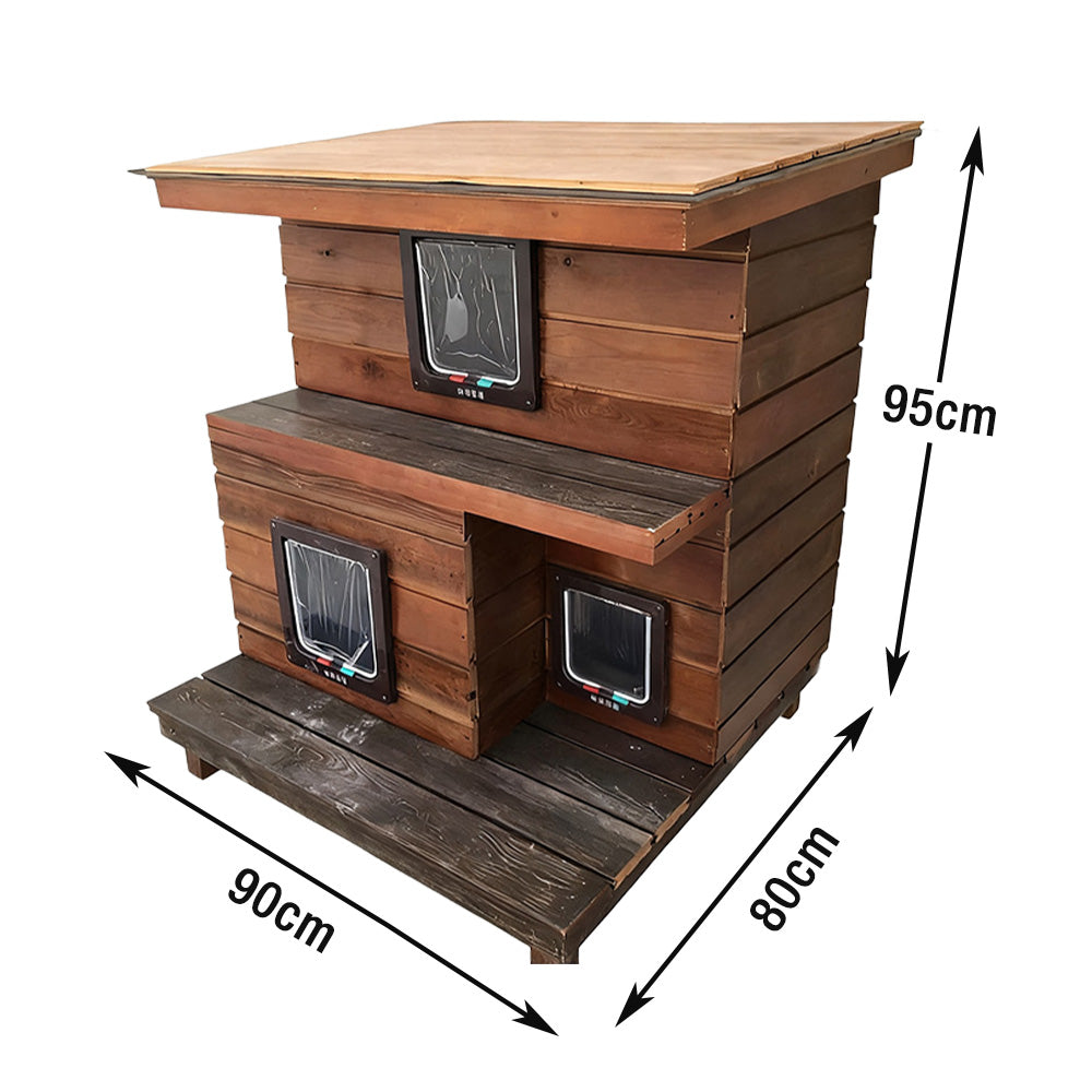 PAWORA Outdoor Shelter Cat Construction, for - Roof, All-Season Design, Ventilated House Fir Comfortable Durable Weatherproof Wood Protection, Pets
