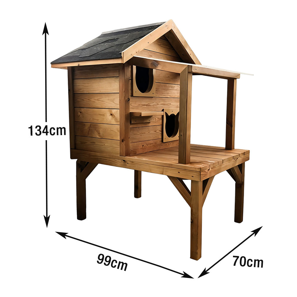 PAWORA Outdoor Wood Fir Strong Build, Safe Scratch for Structure, Sun, House Rain - Weatherproof - Roof Pet Ventilated Moisture Shelter All-Season and Resistant, Cat Wood