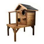 PAWORA Outdoor Wood Fir Strong Build, Safe Scratch for Structure, Sun, House Rain - Weatherproof - Roof Pet Ventilated Moisture Shelter All-Season and Resistant, Cat Wood