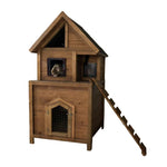 PAWORA Outdoor - Cat Easy Waterproof - to Comfortable Pet All-Season Fir Build, Roof, Clean, House Ventilated Wood Shelter Design, Wood