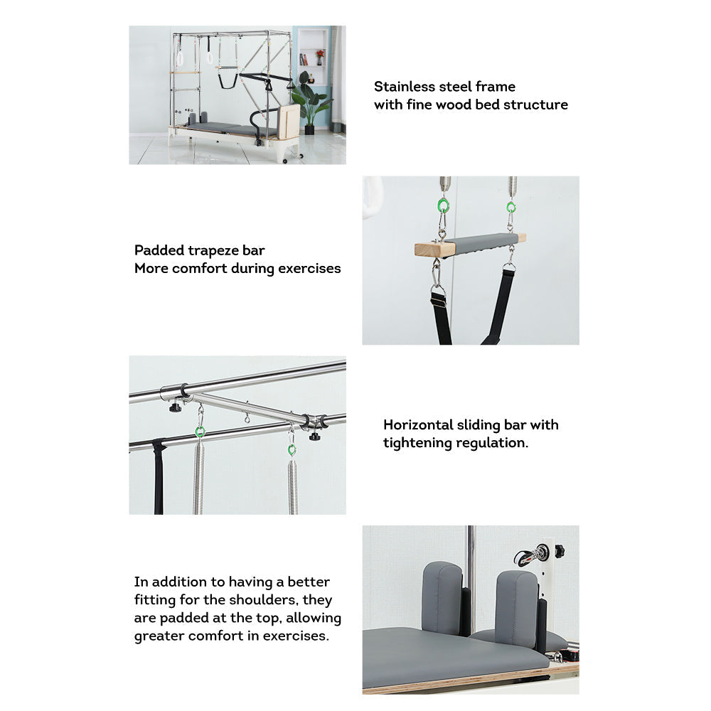 COREVA MN013 Reformer Pilates Trapeze 2-IN-1 - Bed Discount: $3696 Table Machine Home Gym Equipment Train After White