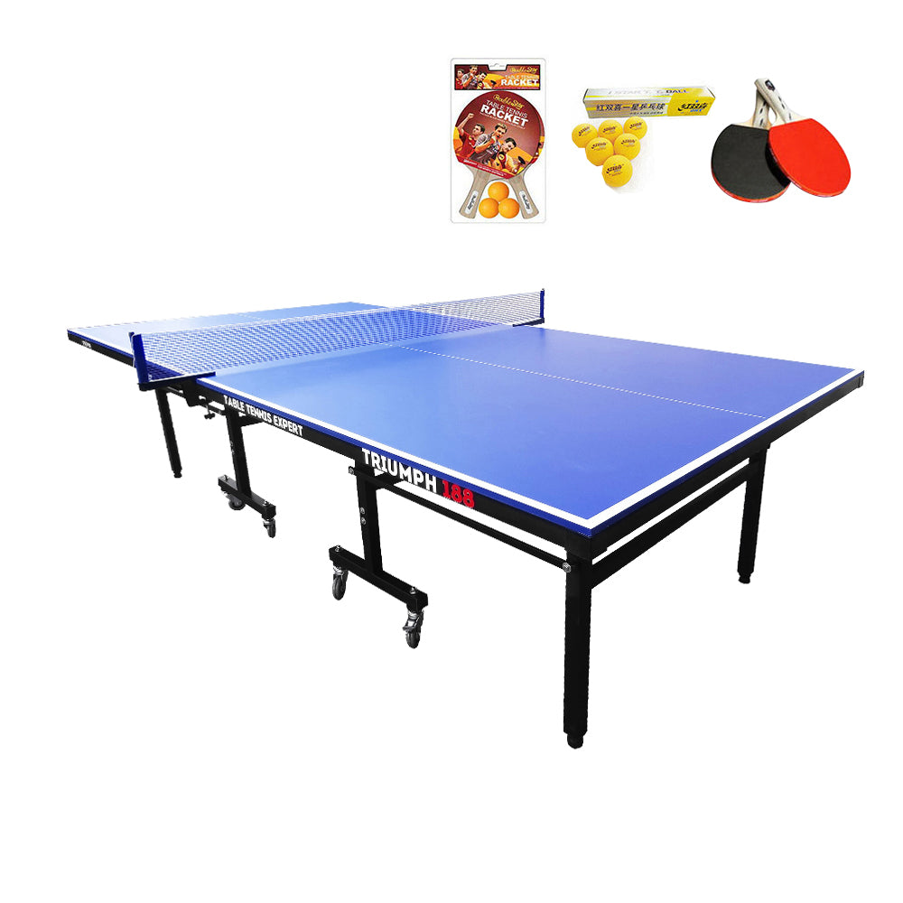 SUNNET Triumph Table Pingpong Tennis Play 15mm 188 Table-Bats Outdoor Balls Waterproof Blue Solo Foldable Net