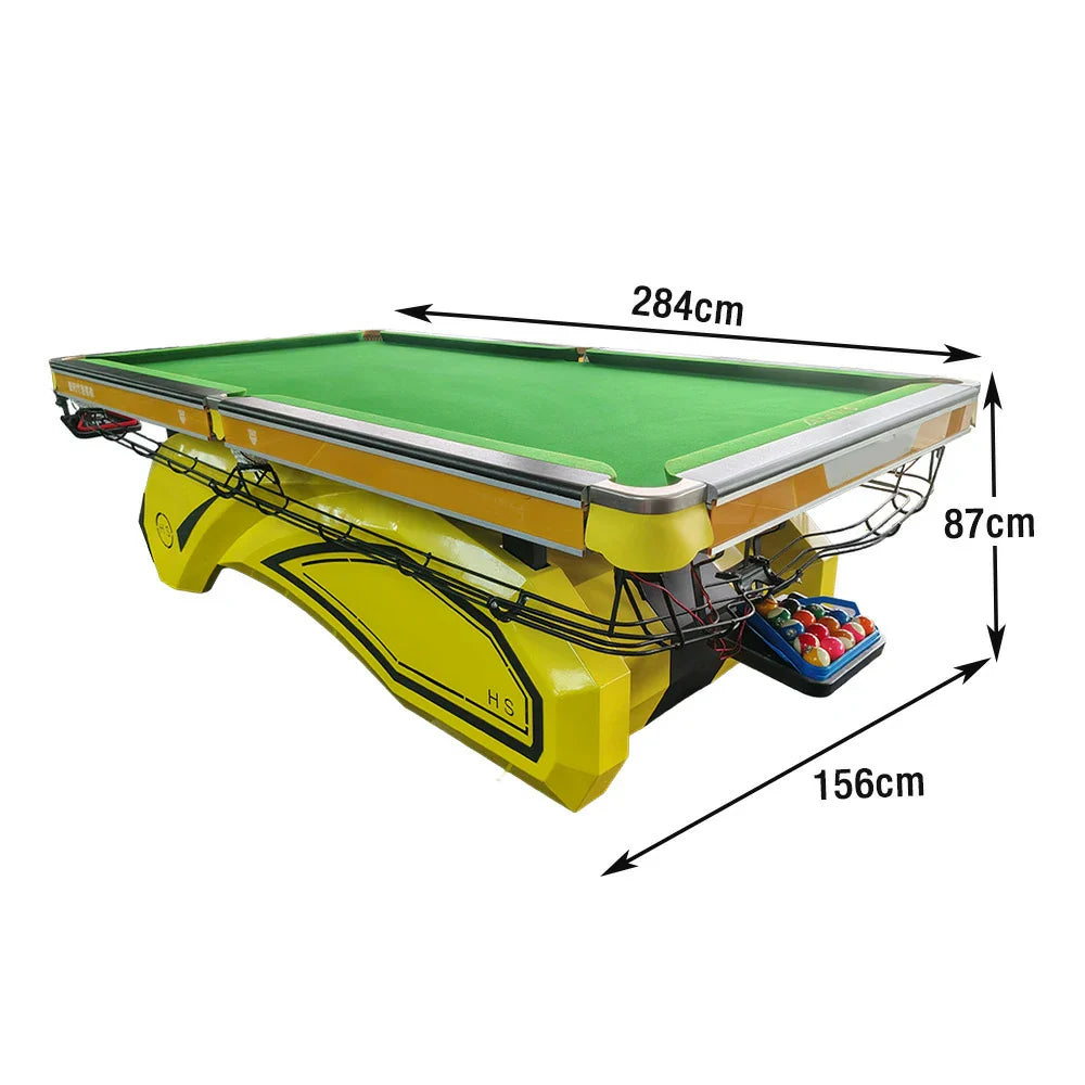 QUESLA 9FT Free Table Finish, Rust-Resistant Bamboo Slate, Accessories Iron Frame, Colorful Bluestone Build, Oak Designer - Pool Package