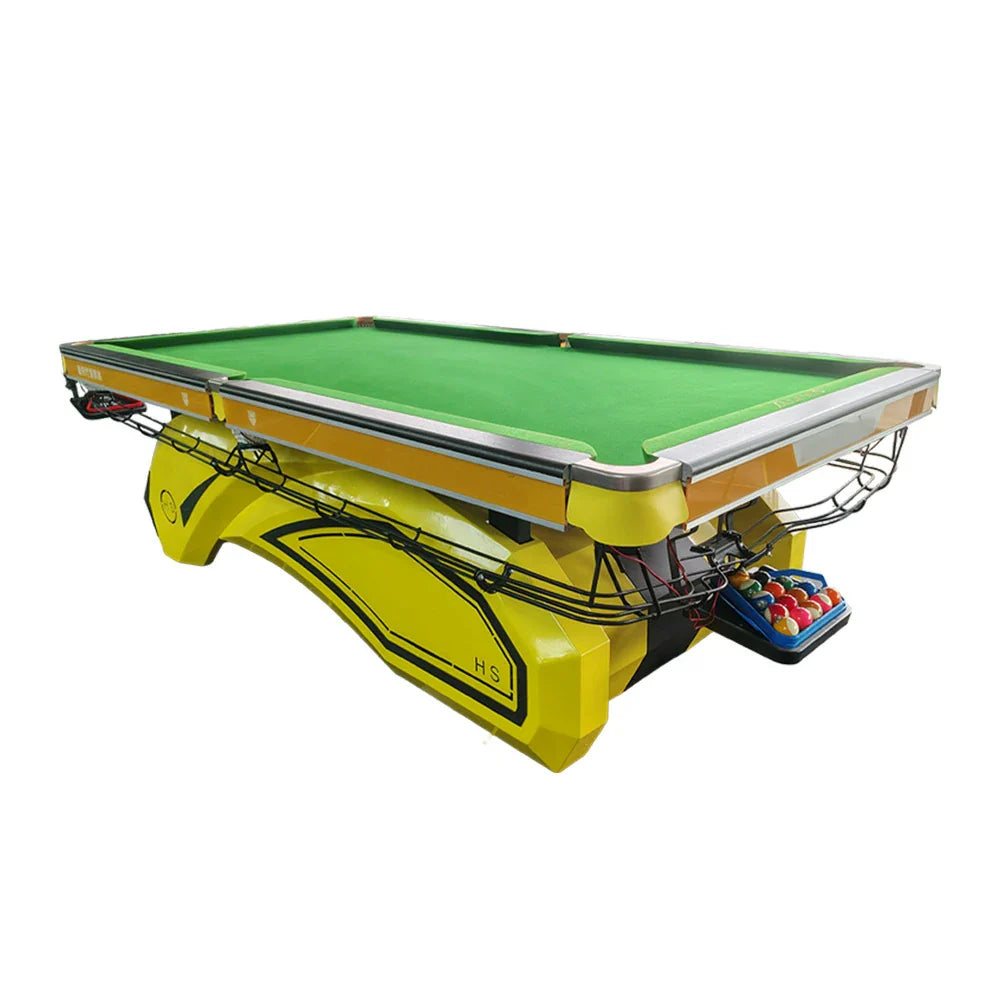 QUESLA 9FT Free Table Finish, Rust-Resistant Bamboo Slate, Accessories Iron Frame, Colorful Bluestone Build, Oak Designer - Pool Package