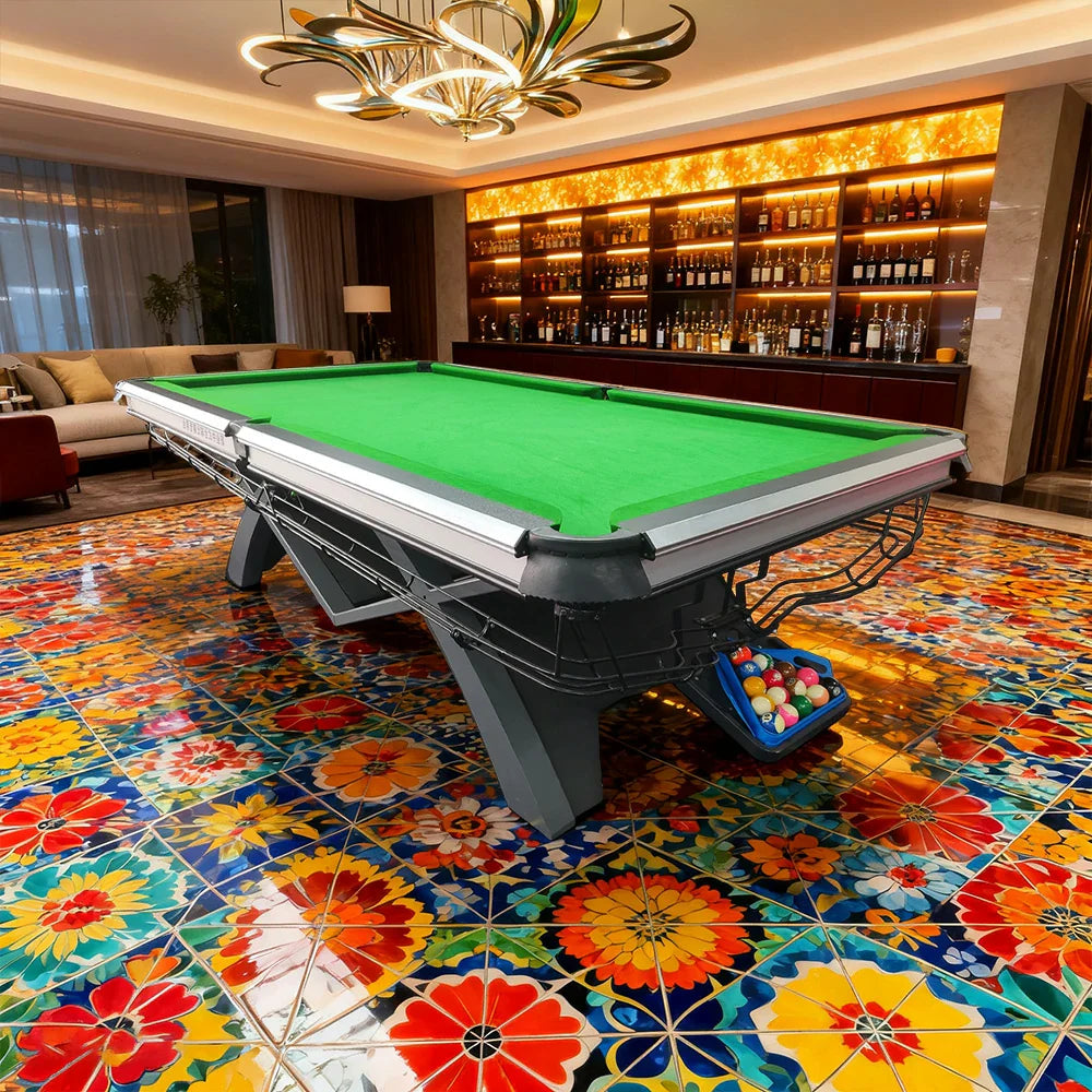 QUESLA 9FT Stable Precision Table Play, - Pockets, Build, Alloy Accessories Solid Billiard Free 1.2cm Oak Copper Aluminum Frame, Package