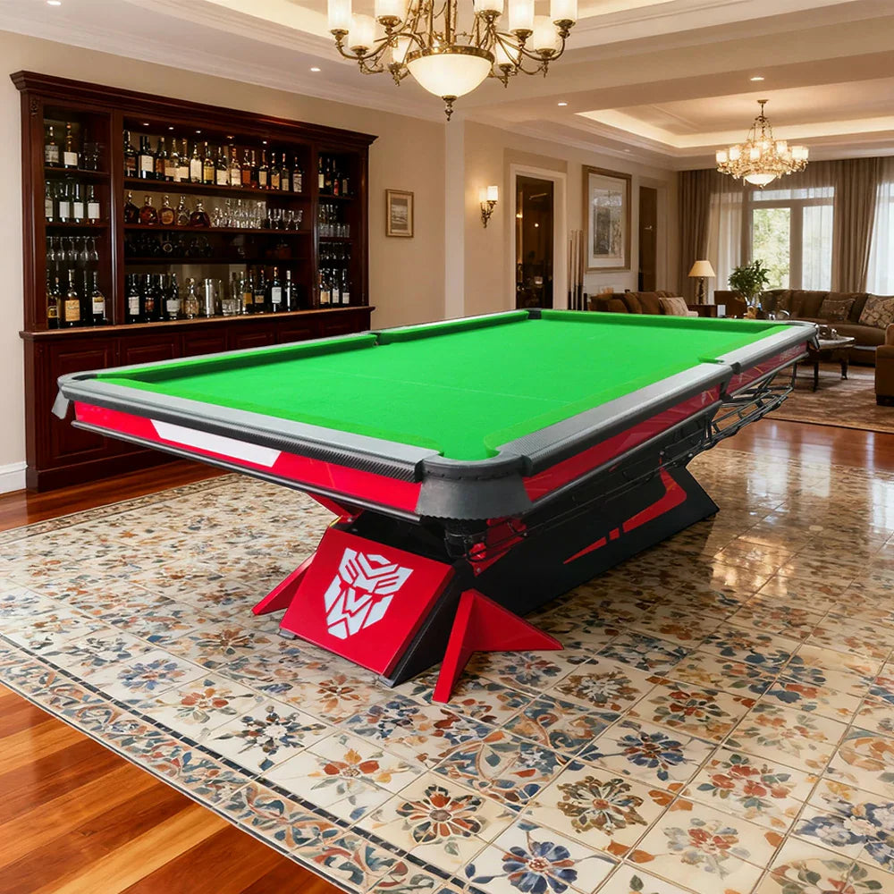 QUESLA 9FT Black Slate Fiber - Table Billiard Accessories Free Pockets, Rail, Copper Frame, Bluestone Carbon Stable Oak Surface, Lightweight Package