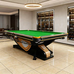 QUESLA 9FT Oak Surface, Table Precision Billiard Play, Slate Fiber Carbon - Rail, Bluestone Free Durable Accessories Pockets, Alloy Package