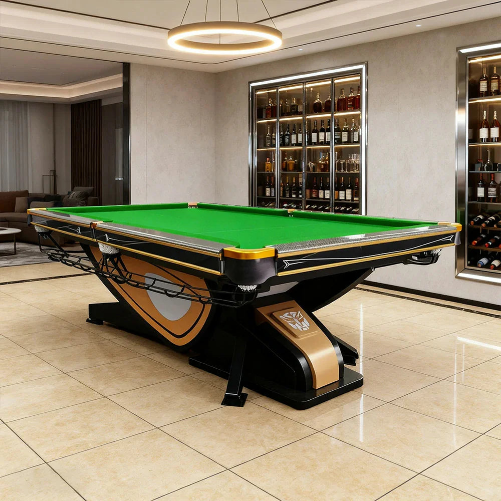 QUESLA 9FT Oak Surface, Table Precision Billiard Play, Slate Fiber Carbon - Rail, Bluestone Free Durable Accessories Pockets, Alloy Package
