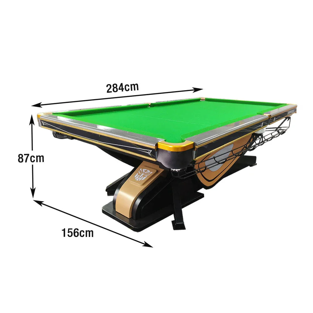QUESLA 9FT Oak Surface, Table Precision Billiard Play, Slate Fiber Carbon - Rail, Bluestone Free Durable Accessories Pockets, Alloy Package