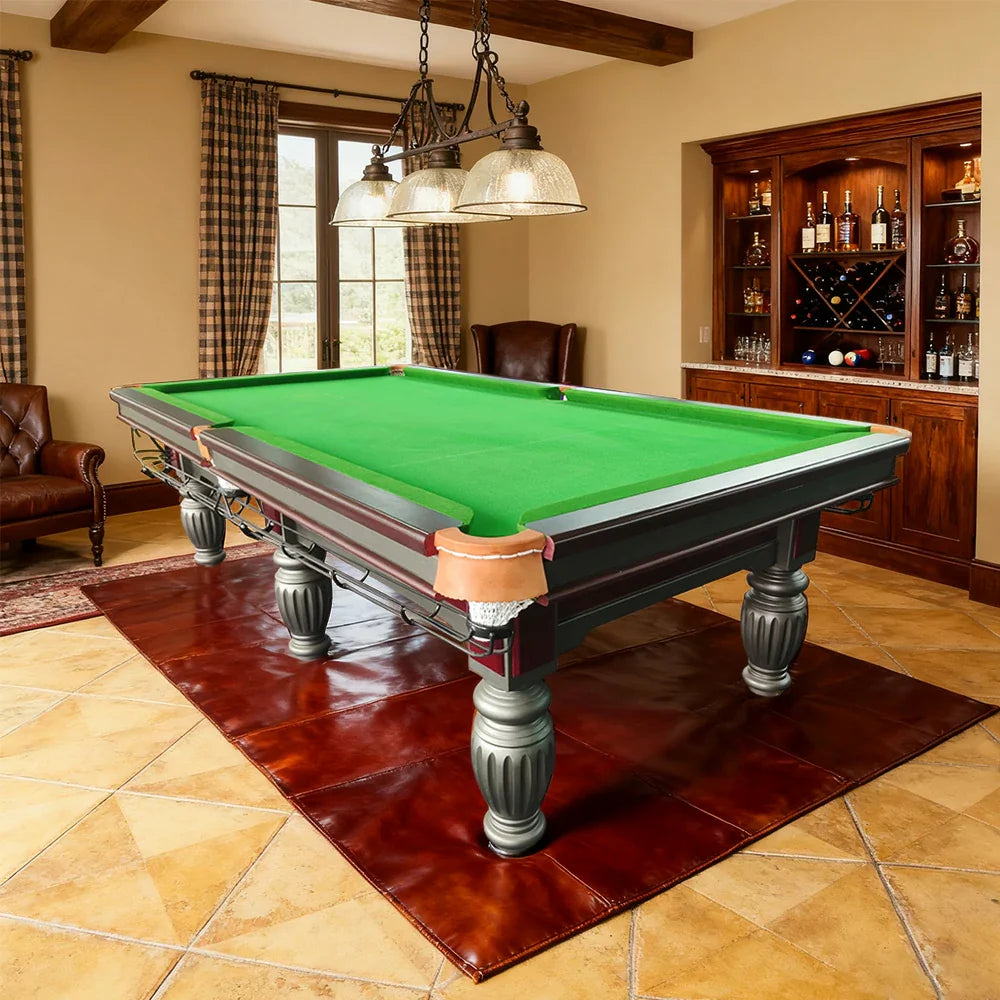 QUESLA 9FT Pockets, - Free Durable Billiard Accessories Solid Slate Surface, Copper Table Oak Bluestone Frame, Package