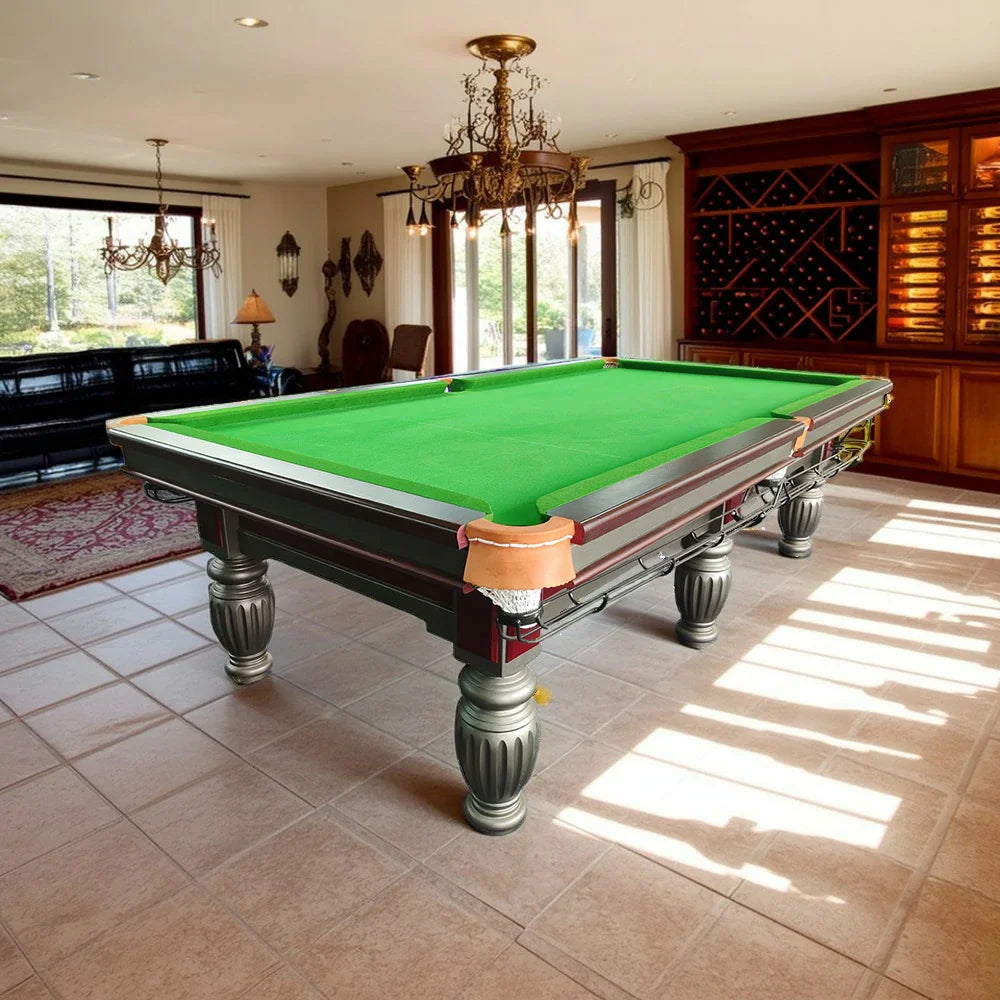 QUESLA 9FT Pockets, - Free Durable Billiard Accessories Solid Slate Surface, Copper Table Oak Bluestone Frame, Package