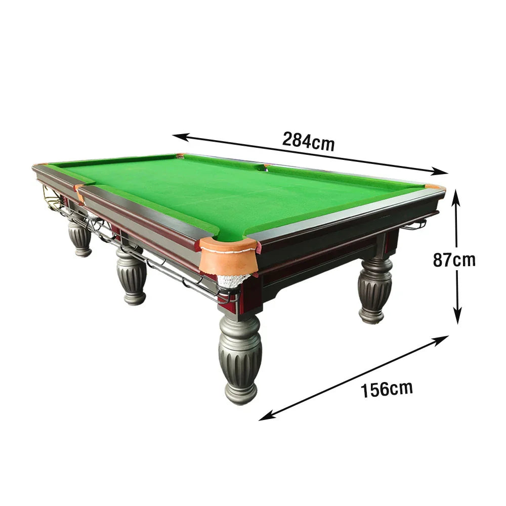 QUESLA 9FT Pockets, - Free Durable Billiard Accessories Solid Slate Surface, Copper Table Oak Bluestone Frame, Package