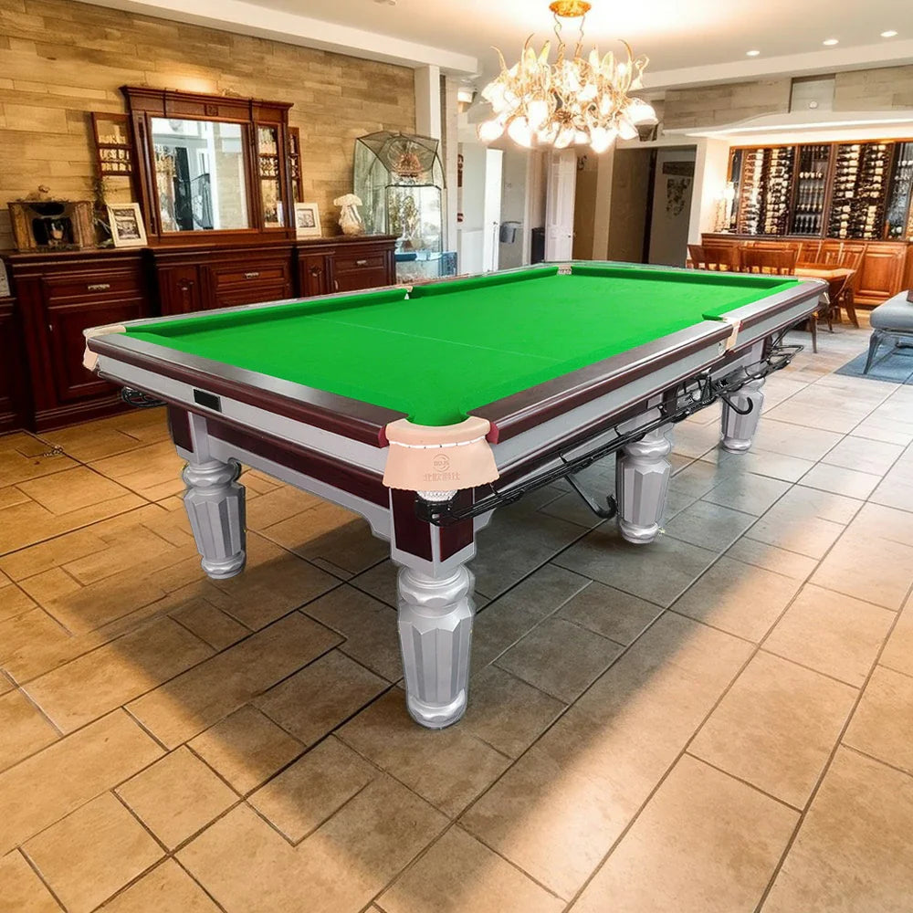 QUESLA 9FT Free Accents, Style, - Billiard Minimalist with Sleek Accessories Decorative, and Table Silver Nordic Functional Design Package