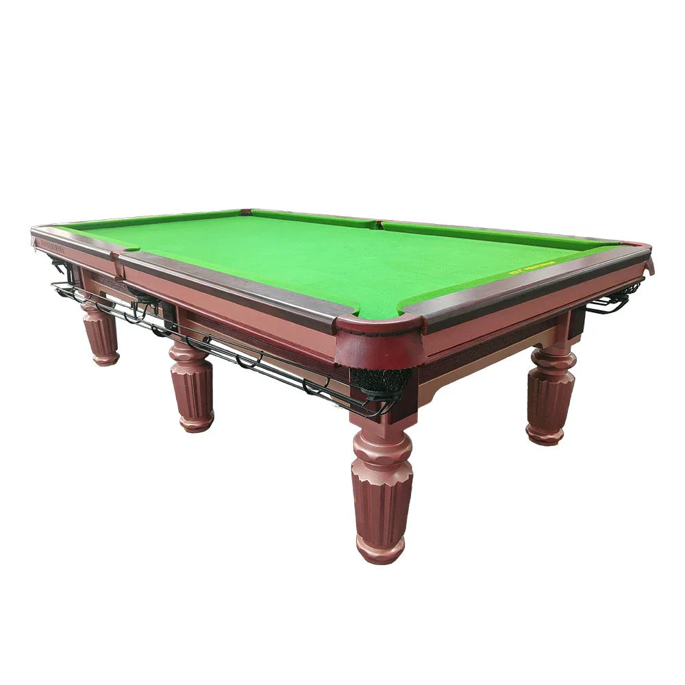 QUESLA 9FT Solid Oak - Surface, Oak Leather Rail, Accessories Bluestone Free Billiard Pockets, Slate Table Genuine Underframe, Package