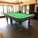 QUESLA 9FT Durable Surface, Bluestone Package - Precision Oak Table Copper Free Slate Billiard - Solid Accessories Pockets, Frame, Play, Grey