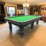 QUESLA 9FT Durable Surface, Bluestone Package - Precision Oak Table Copper Free Slate Billiard - Solid Accessories Pockets, Frame, Play, Grey