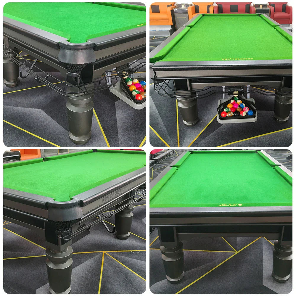 QUESLA 9FT Durable Surface, Bluestone Package - Precision Oak Table Copper Free Slate Billiard - Solid Accessories Pockets, Frame, Play, Grey