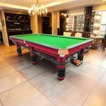 QUESLA 9FT Bluestone Slate - Surface, Oak Pockets, Accessories Precision Durable Frame, Copper Solid Free Package - Billiard Table Play, Red