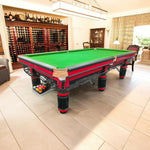 QUESLA 9FT Bluestone Slate - Surface, Oak Pockets, Accessories Precision Durable Frame, Copper Solid Free Package - Billiard Table Play, Red