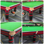 QUESLA 9FT Bluestone Slate - Surface, Oak Pockets, Accessories Precision Durable Frame, Copper Solid Free Package - Billiard Table Play, Red
